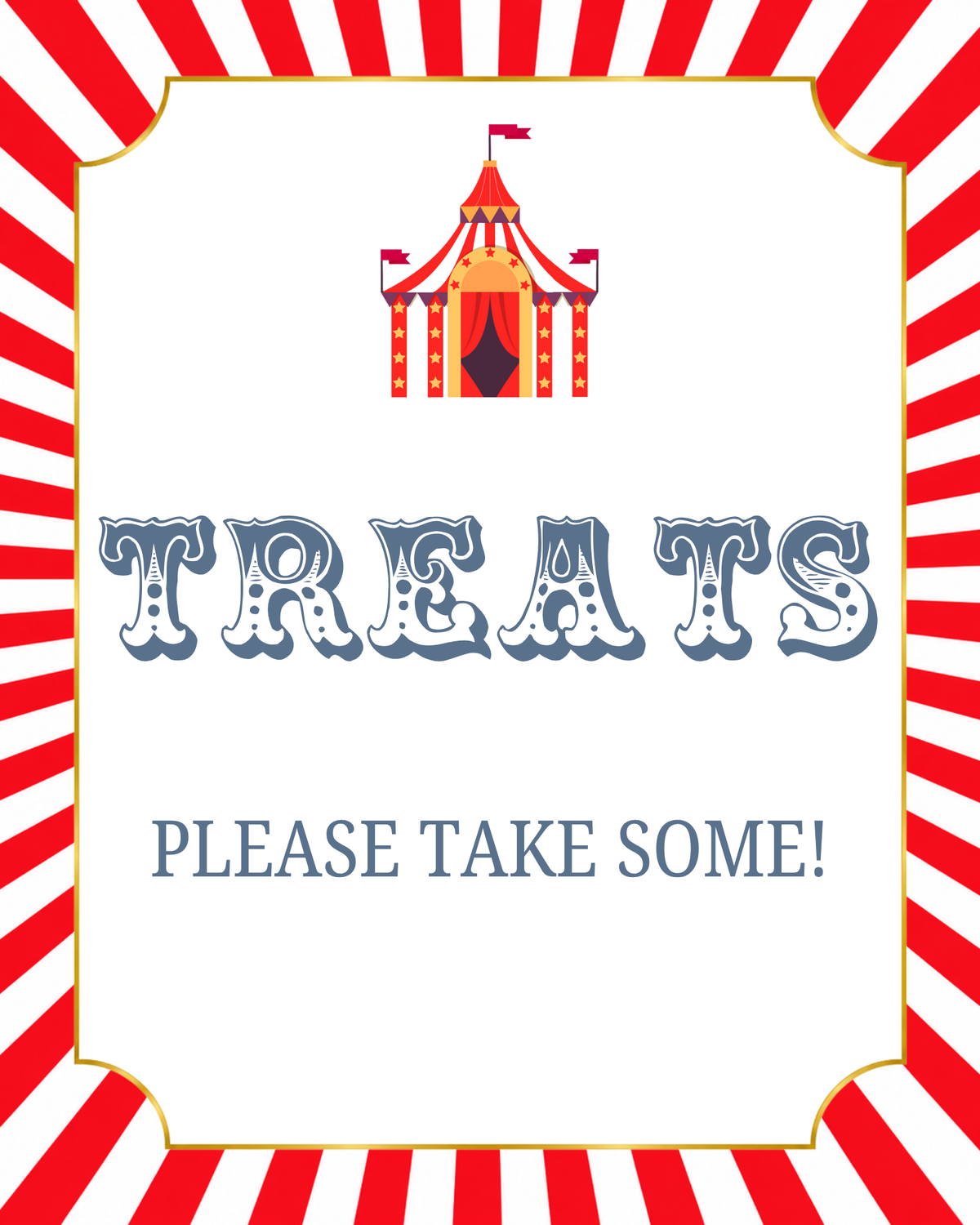 Circus - Paper Party Table Signs – Printed 8 × 10