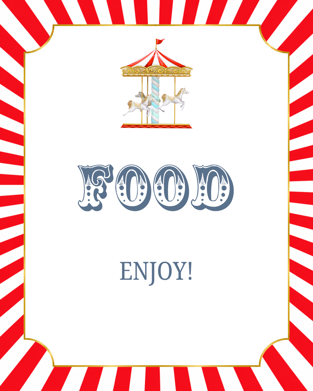 Circus - Paper Party Table Signs – Printed 8 × 10