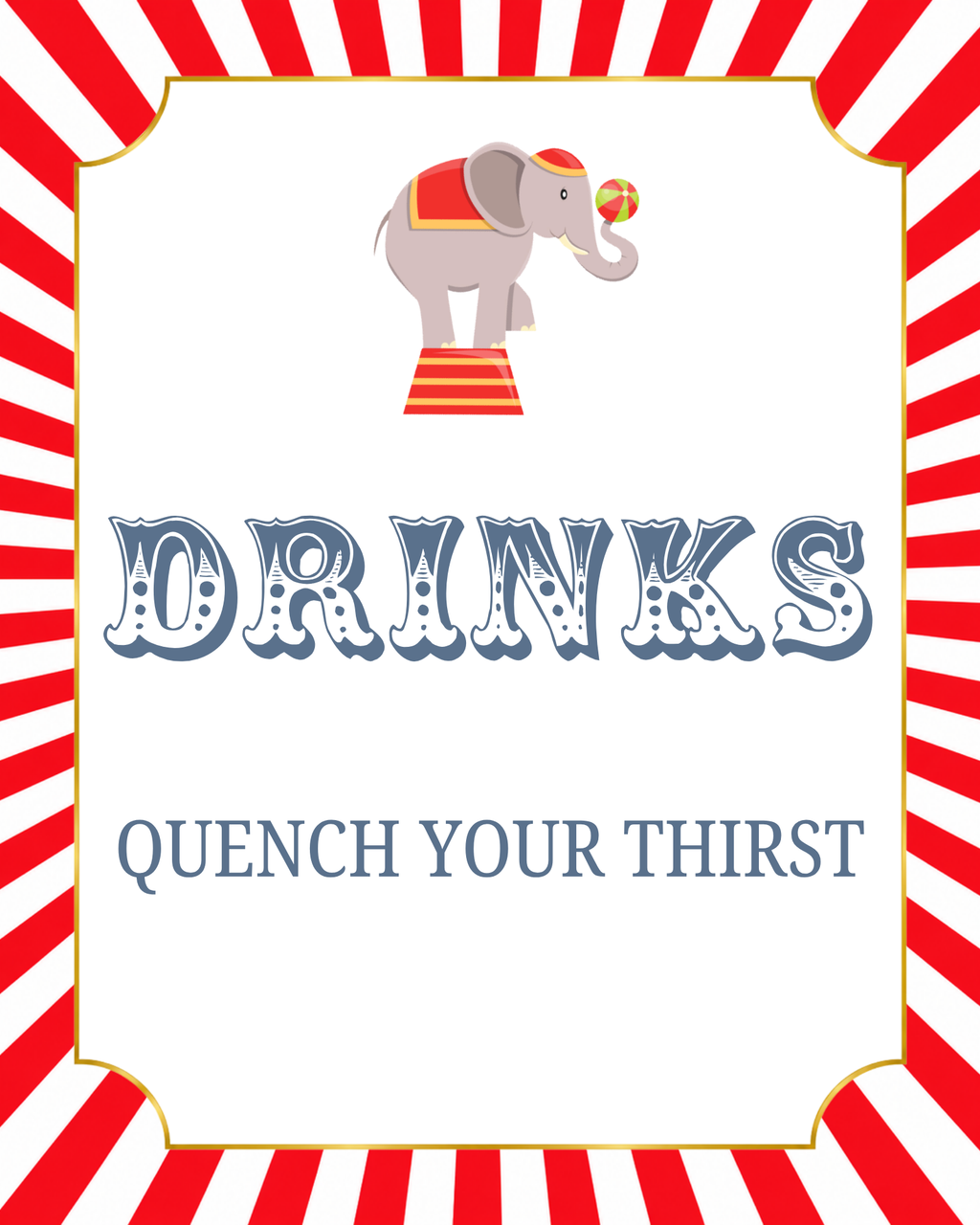 Circus - Paper Party Table Signs – Printed 8 × 10