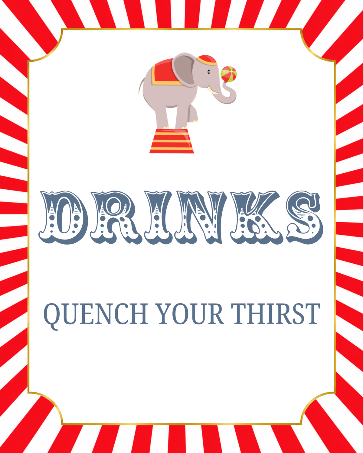 Circus - Paper Party Table Signs – Printed 8 × 10