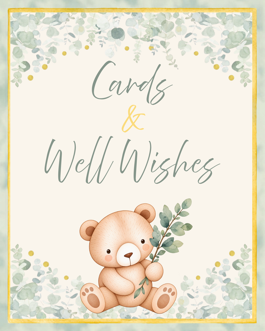 Bearly Wait - Paper Party Table Signs – Printed 8 × 10