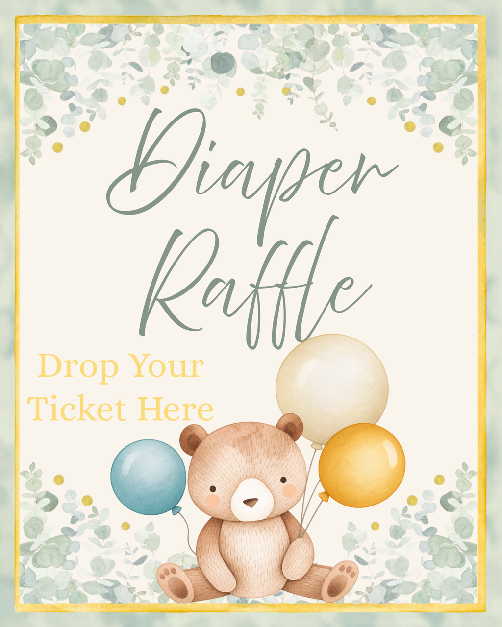 Bearly Wait - Paper Party Table Signs – Printed 8 × 10