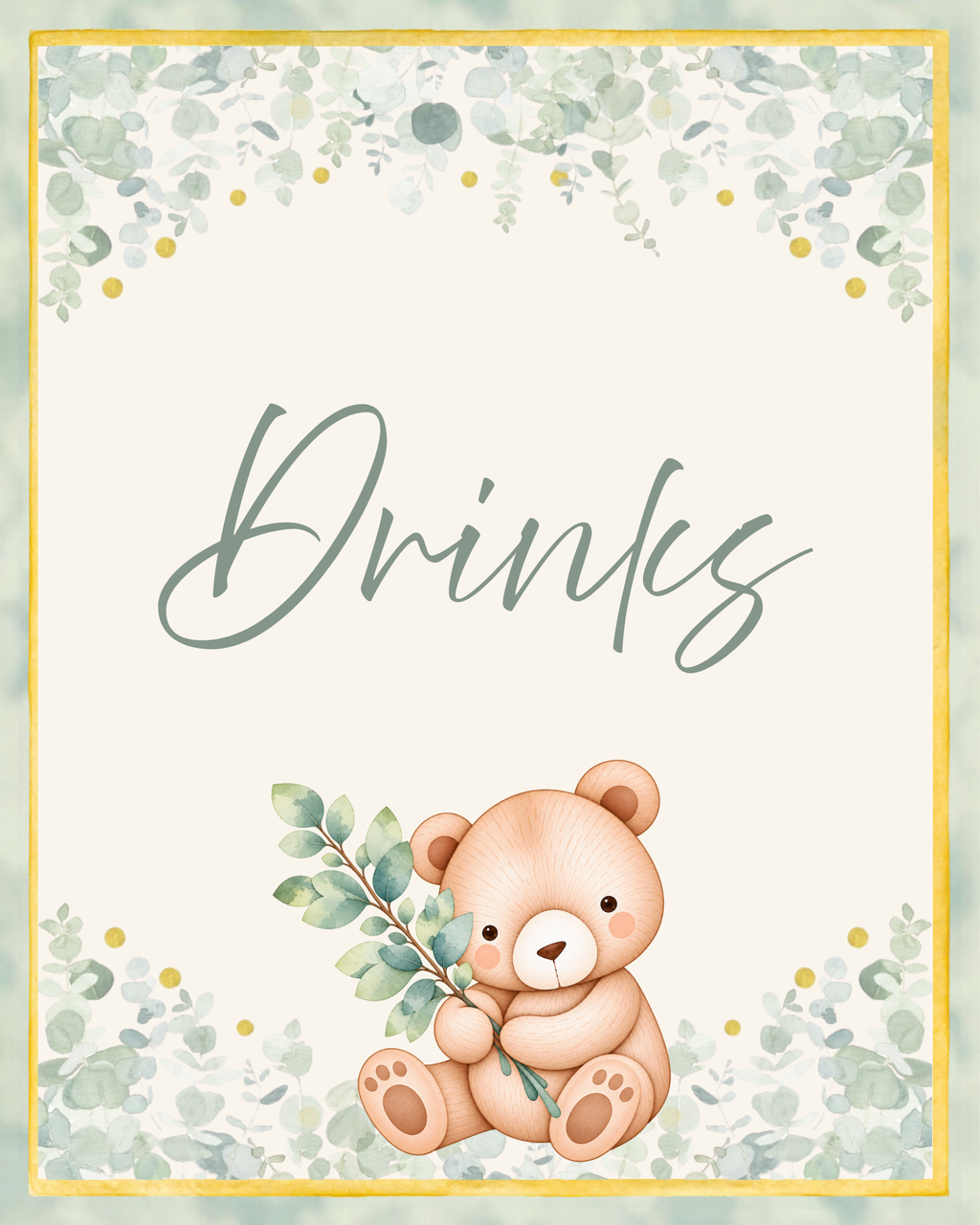 Bearly Wait - Paper Party Table Signs – Printed 8 × 10