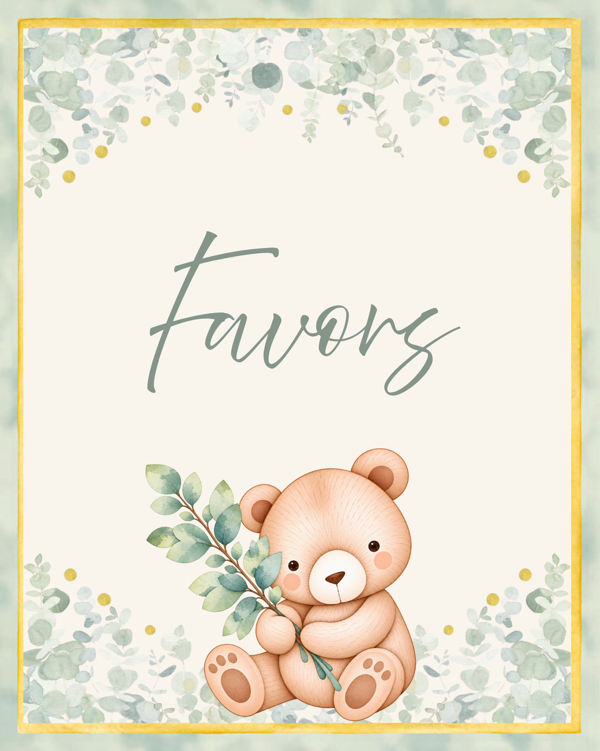 Bearly Wait - Paper Party Table Signs – Printed 8 × 10