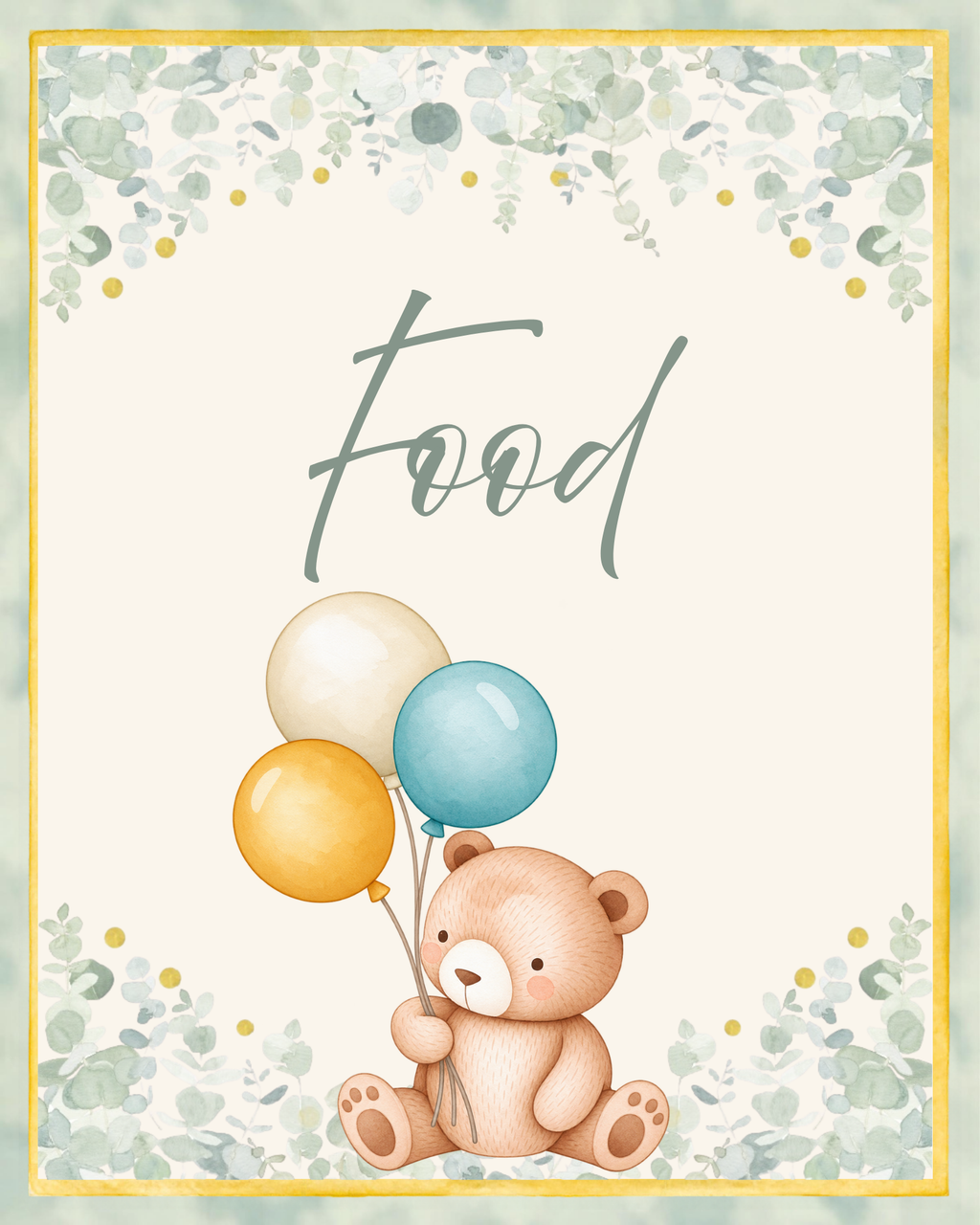 Bearly Wait - Paper Party Table Signs – Printed 8 × 10