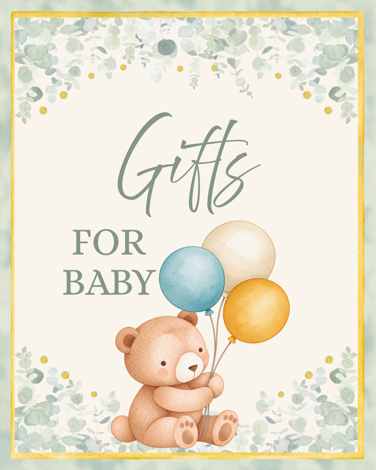 Bearly Wait - Paper Party Table Signs – Printed 8 × 10
