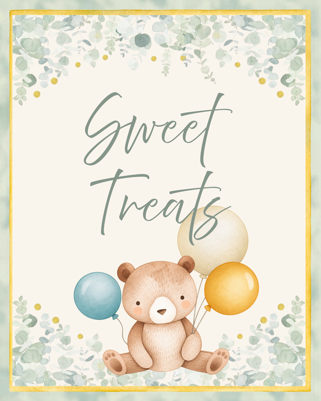 Bearly Wait - Paper Party Table Signs – Printed 8 × 10