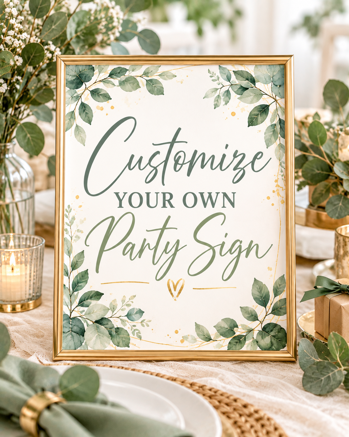 Customize Your Own - Paper Party Table Signs – Printed 8 × 10