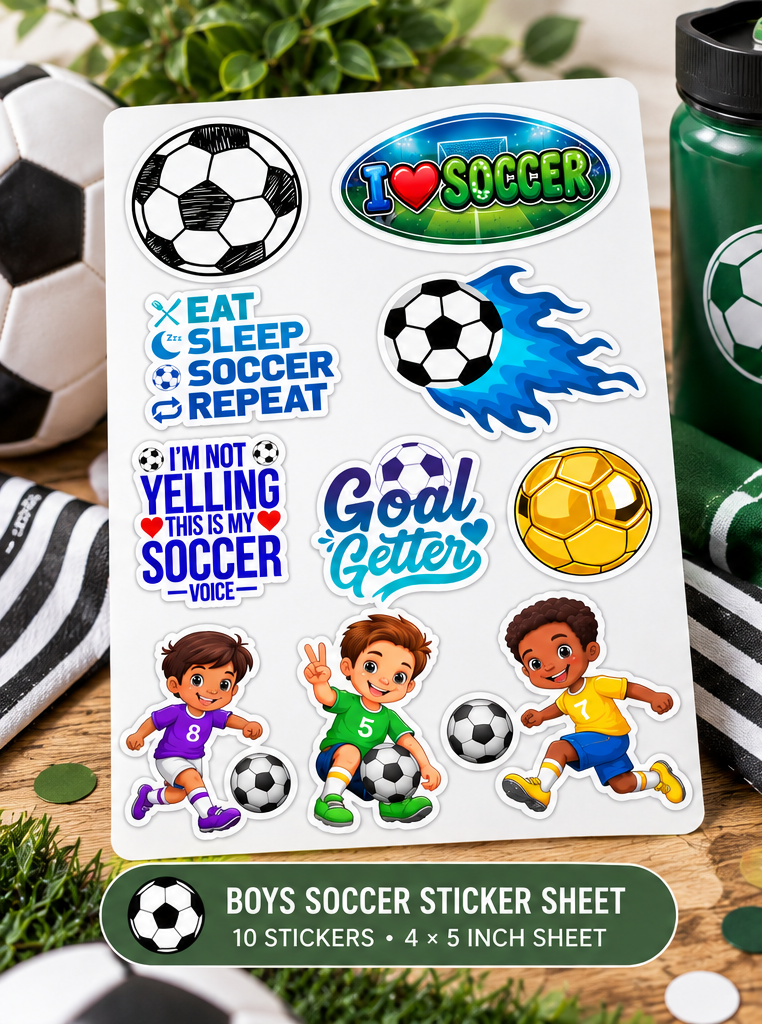 Soccer Party Stickers | Sports Sticker Sheets