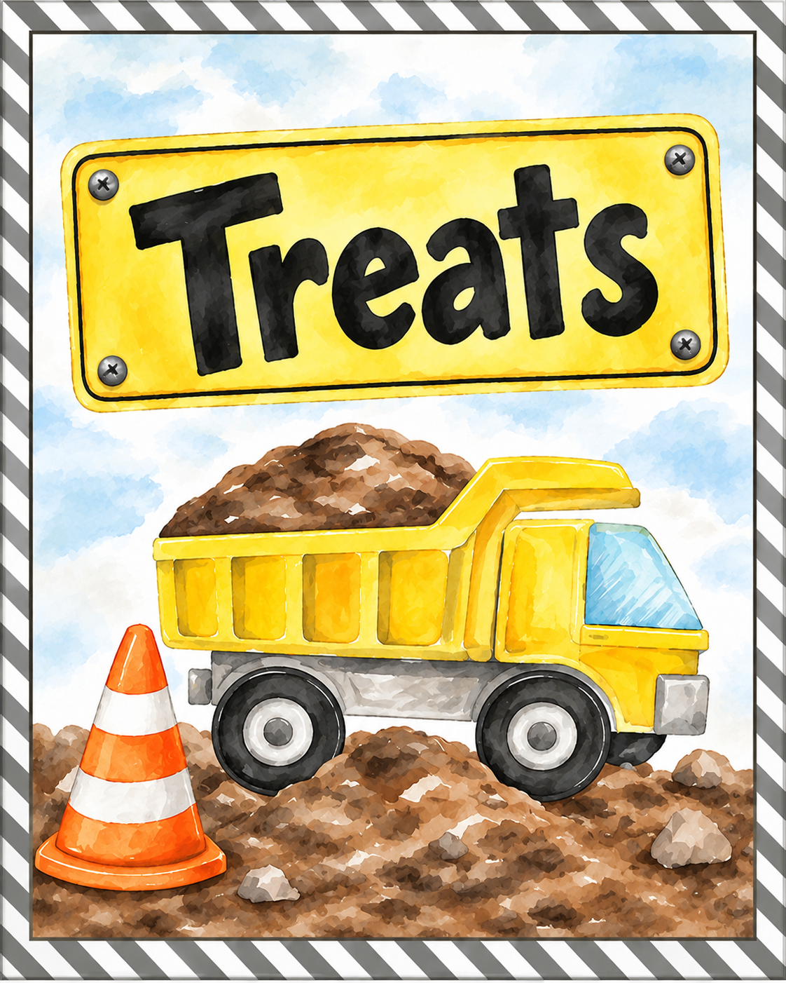 Construction - Paper Party Table Signs – Printed 8 × 10