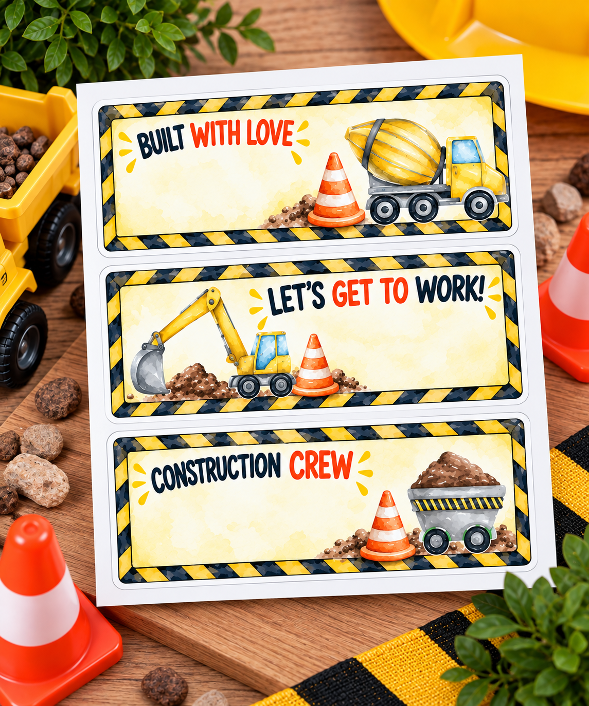 Construction Party Sticker Sheets