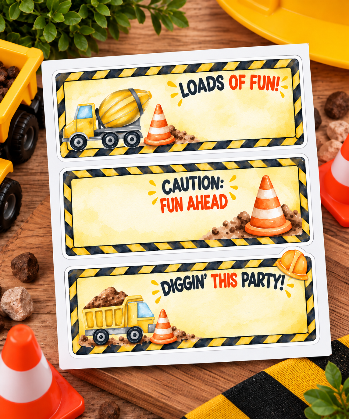 Construction Party Sticker Sheets