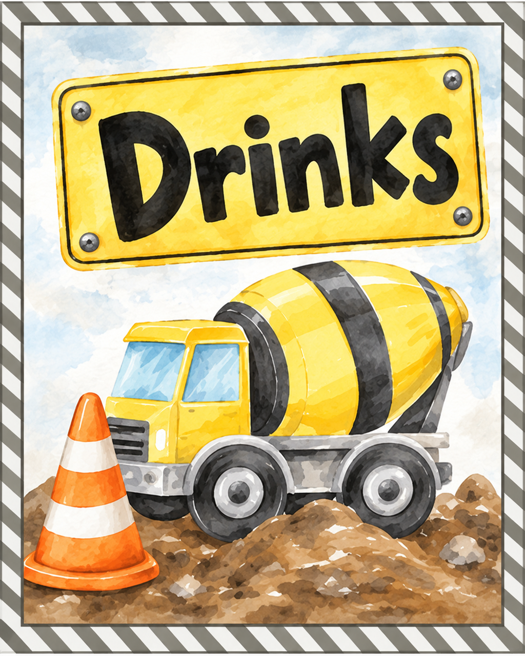 Construction - Paper Party Table Signs – Printed 8 × 10