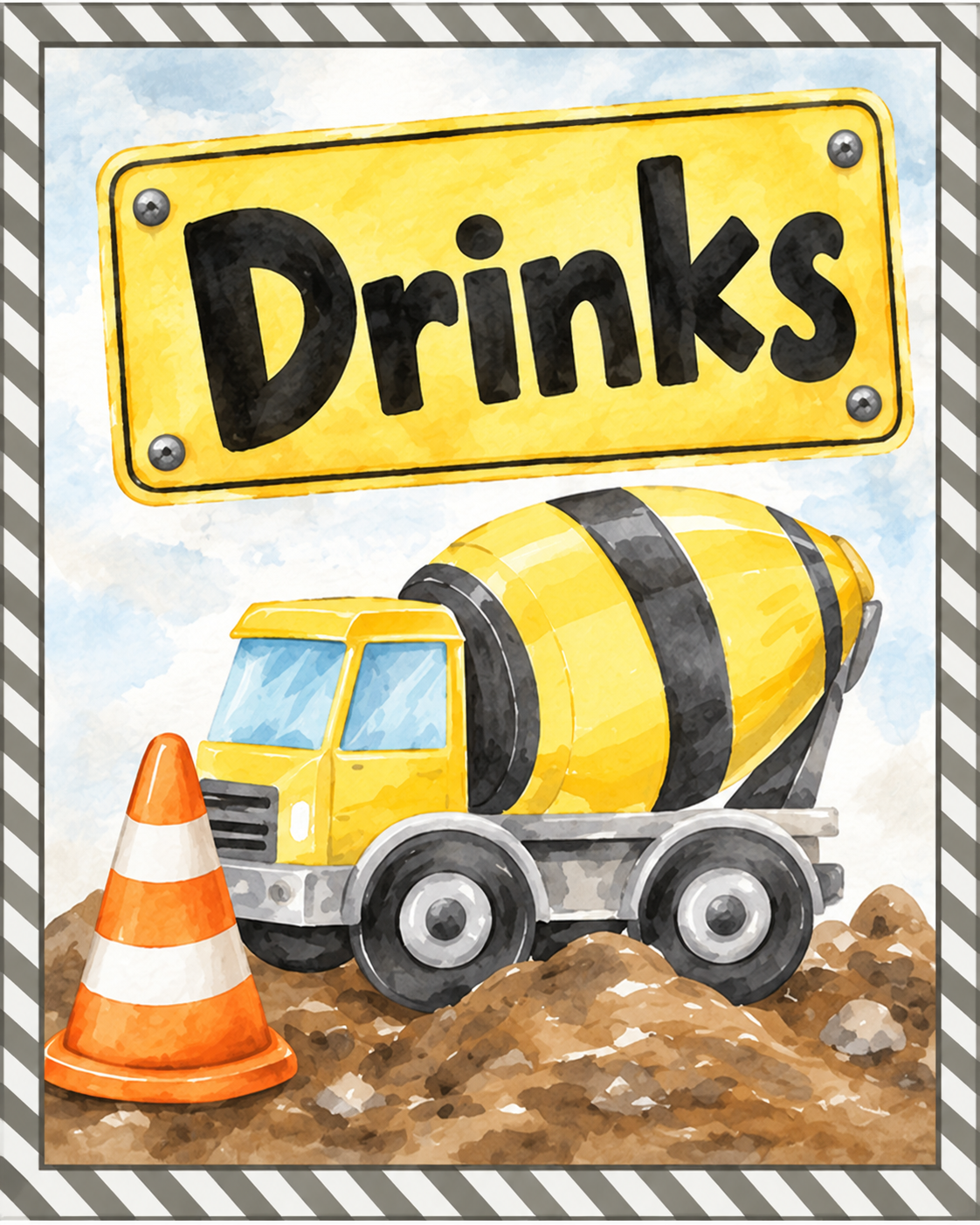Construction - Paper Party Table Signs – Printed 8 × 10