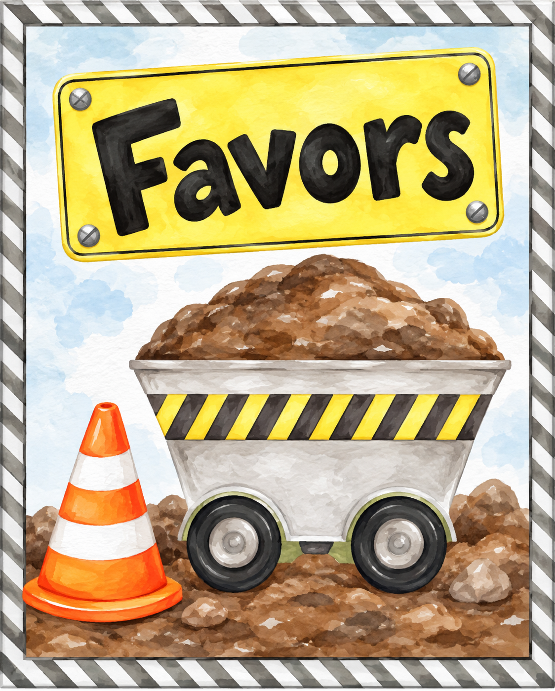 Construction - Paper Party Table Signs – Printed 8 × 10