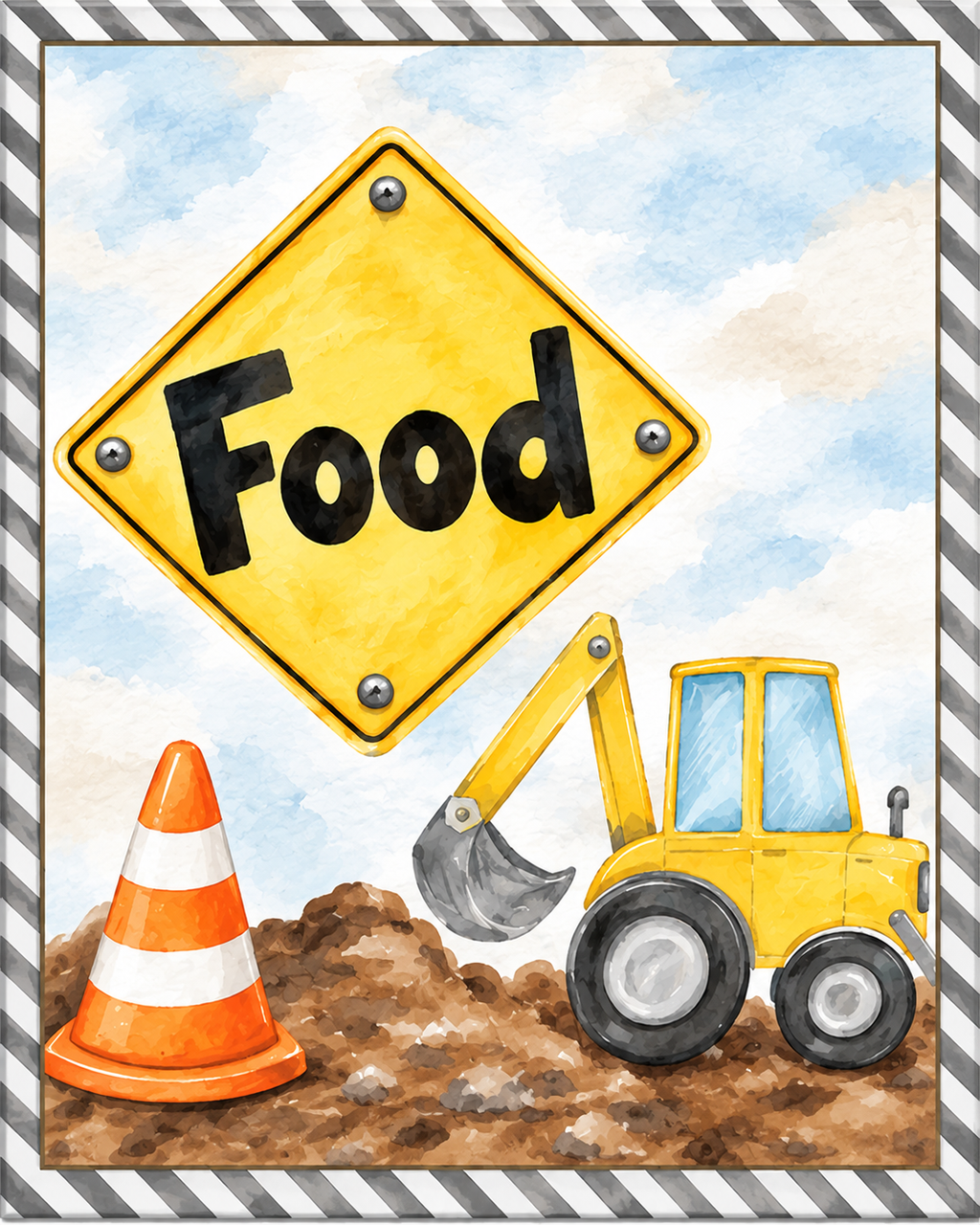 Construction - Paper Party Table Signs – Printed 8 × 10