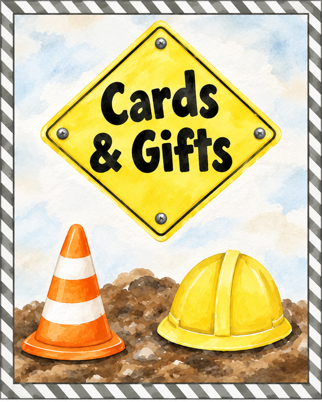 Construction - Paper Party Table Signs – Printed 8 × 10